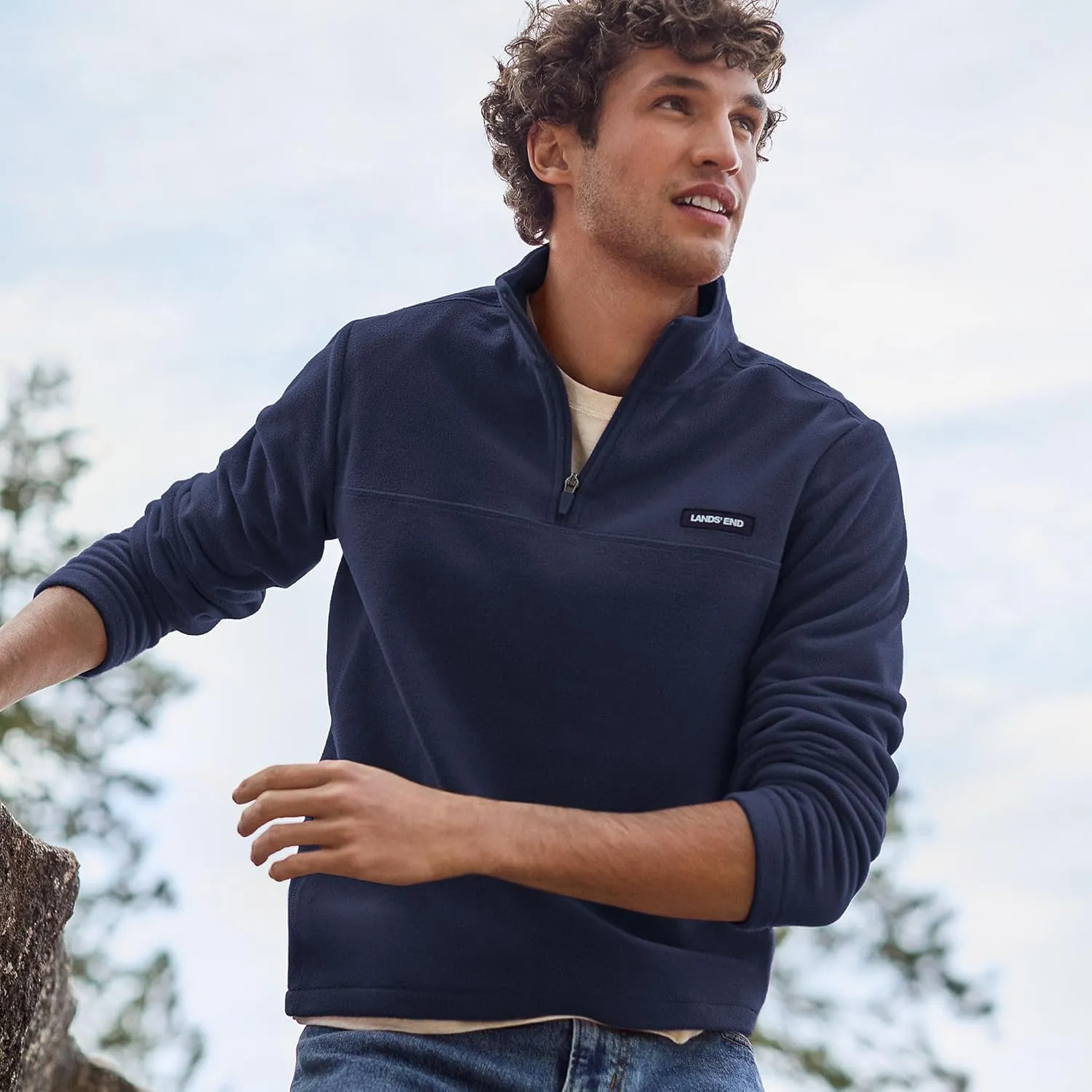 Lands' End Men's Anyweather Fleece Quarter Zip Pullover