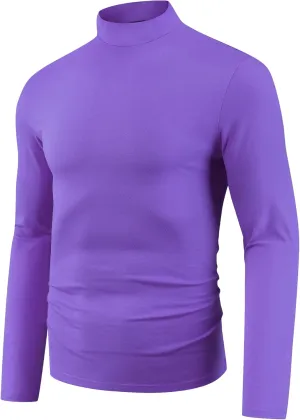 Lars Amadeus Turtleneck Shirt for Men's Mock Neck Long Sleeves Slim Fit Knitted T-Shirt