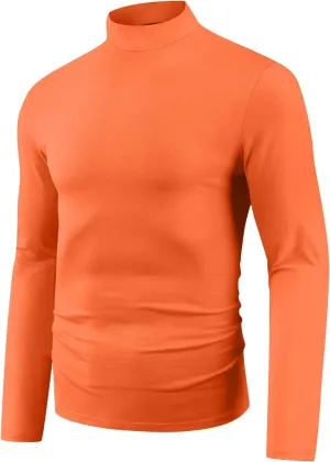 Lars Amadeus Turtleneck Shirt for Men's Mock Neck Long Sleeves Slim Fit Knitted T-Shirt