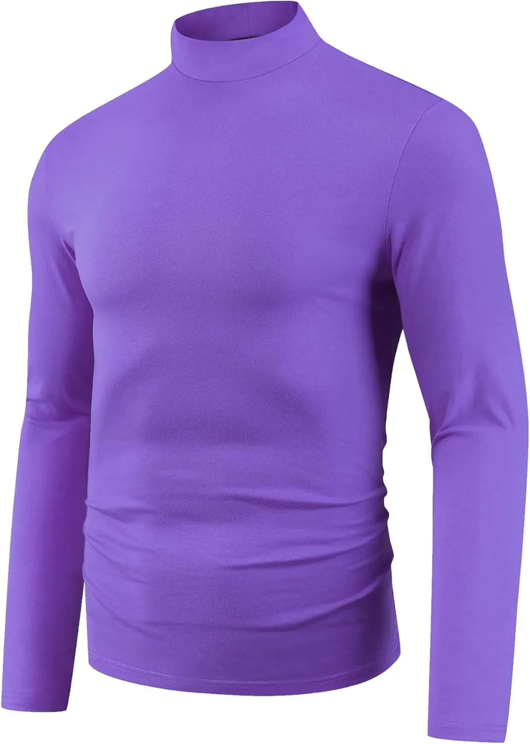 Lars Amadeus Turtleneck Shirt for Men's Mock Neck Long Sleeves Slim Fit Knitted T-Shirt