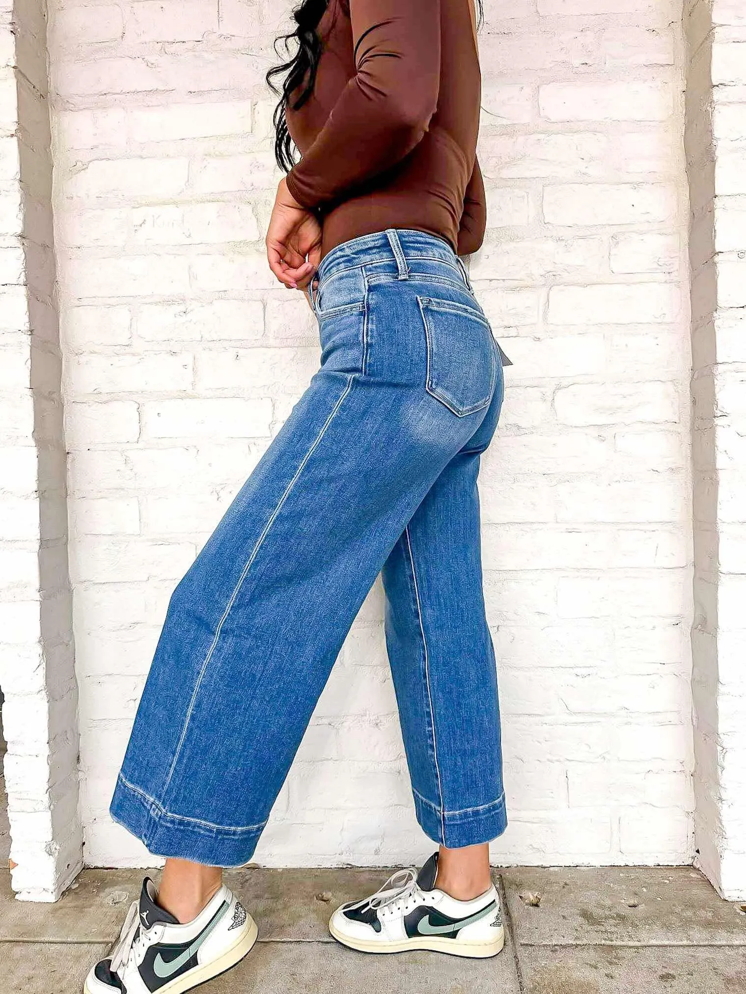 Let It Rain High Rise Crop Wide Trouser