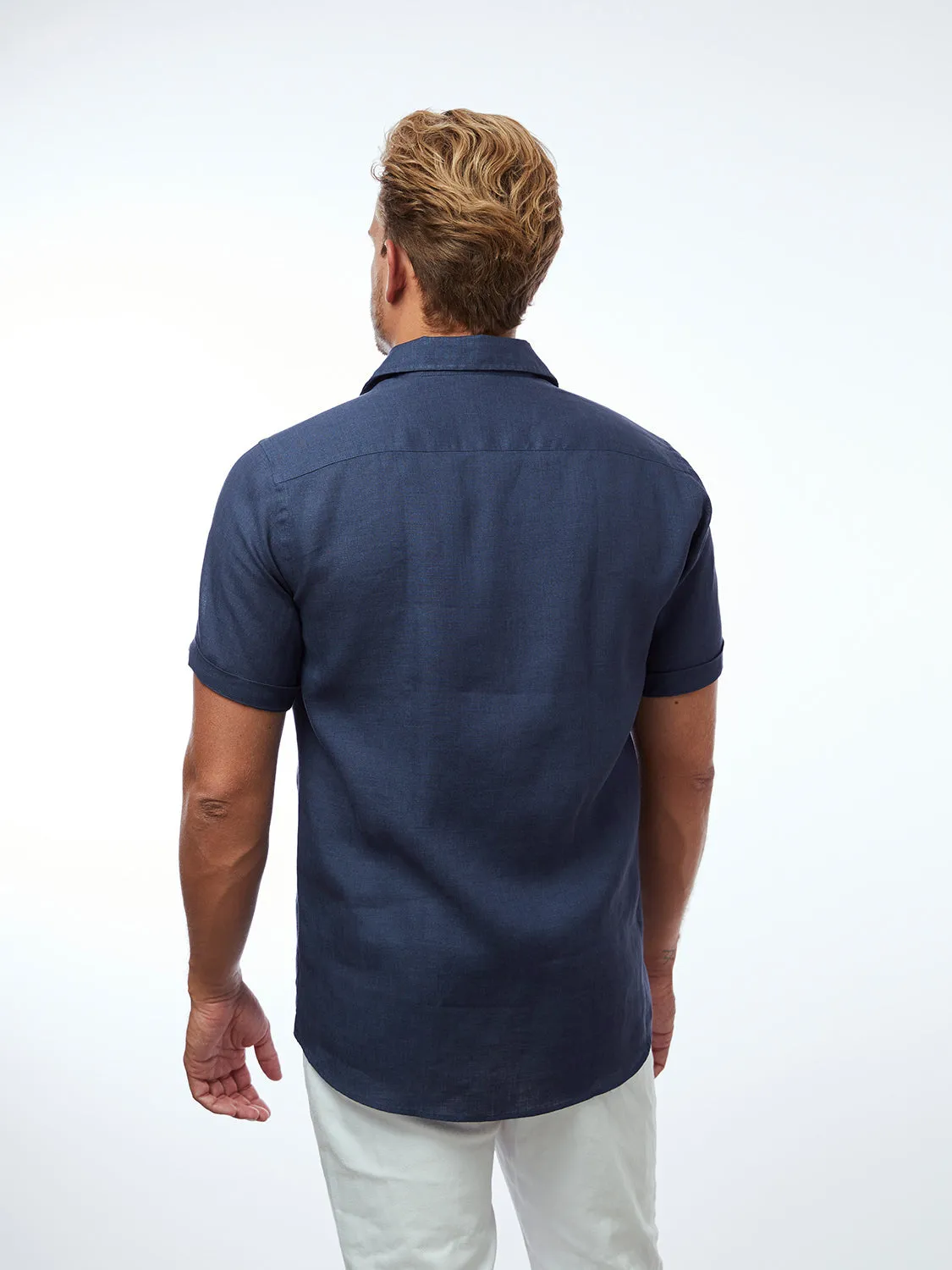 Linen Shirt Short Lido Navy