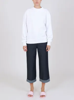 Love Moschino Chic Blue Cotton Trousers with Turn-Up Cuff