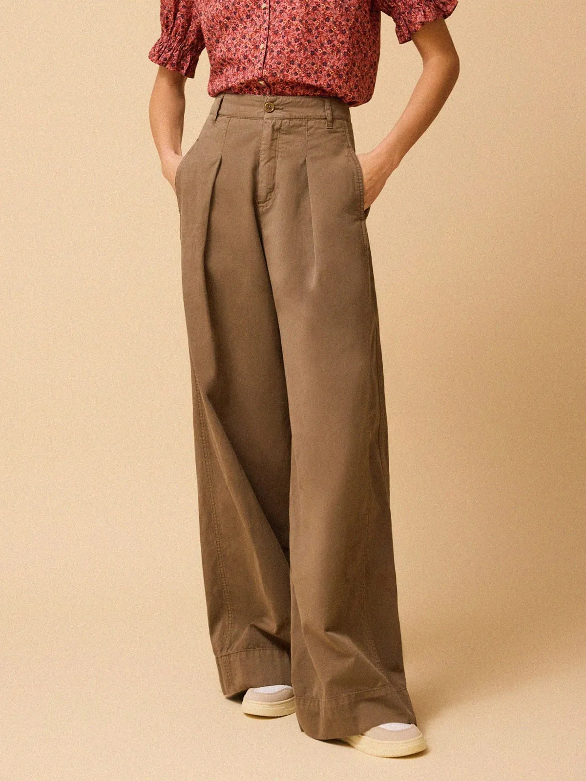 Luca Wide Trouser - Taupe