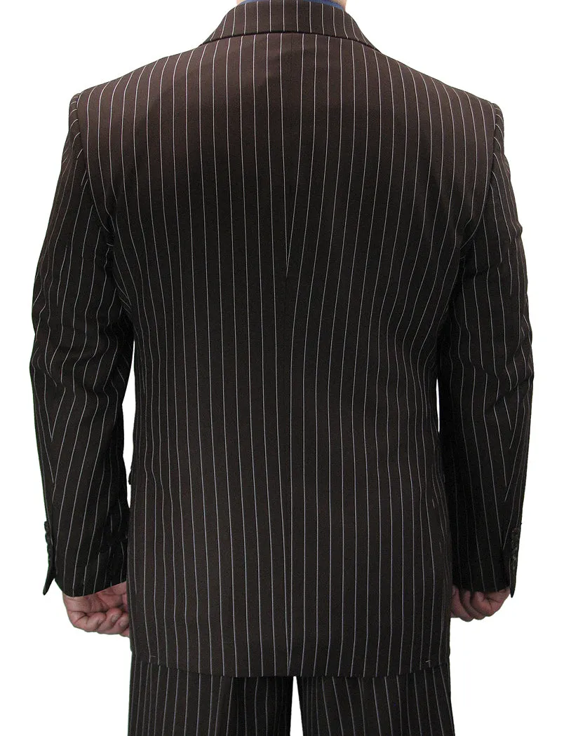 Luxurious Men's Gangster Stripe Suit - Brown