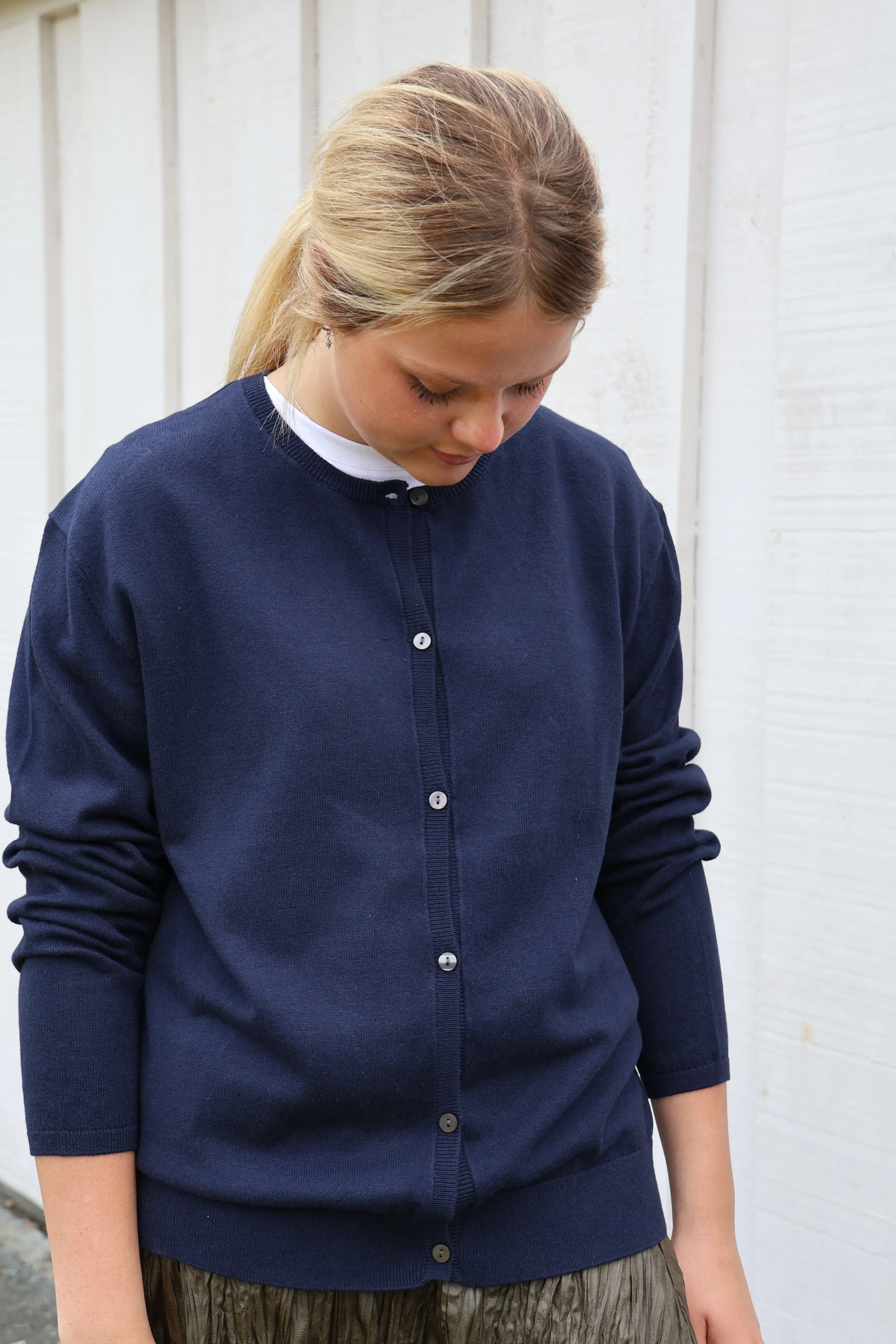 Malachite Yarnsmith Round Neck Cardigan Navy