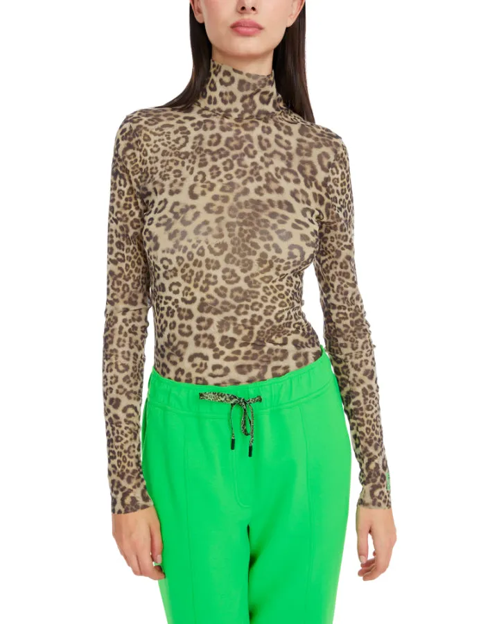 Marc Cain Leo Print Mesh Turtleneck