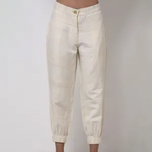 Matka Silk Trouser For Women | Side Pockets | Off White