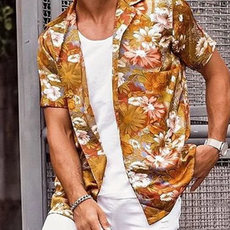 Men Summer Trendy Printed Short Sleeves Shirt