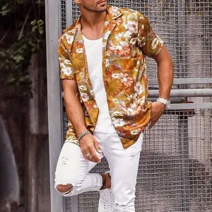 Men Summer Trendy Printed Short Sleeves Shirt