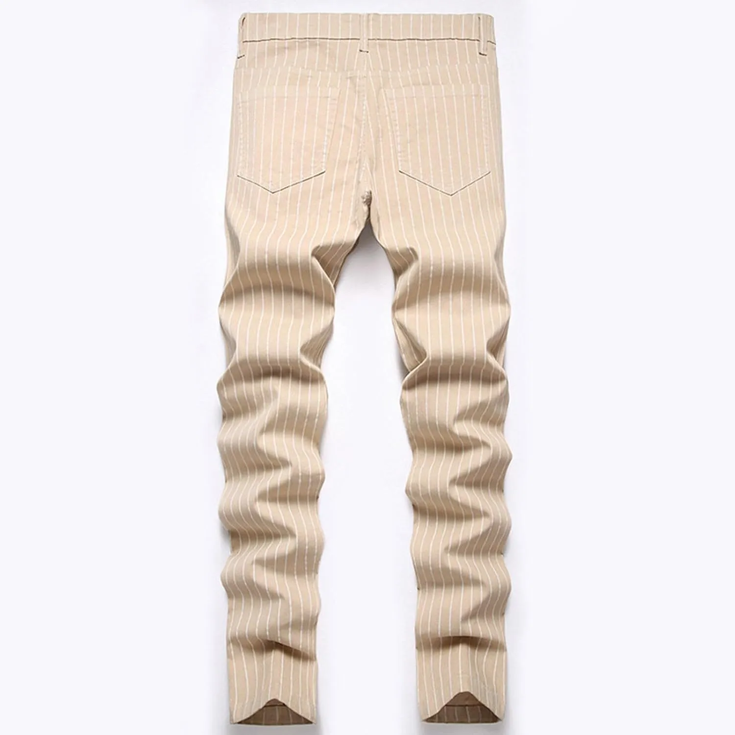 Men's Casual Slim Fit Dress Pants Chinos Plaid Striped Printed Flat-Front Skinny Business Stretch Pencil Pants Pockets