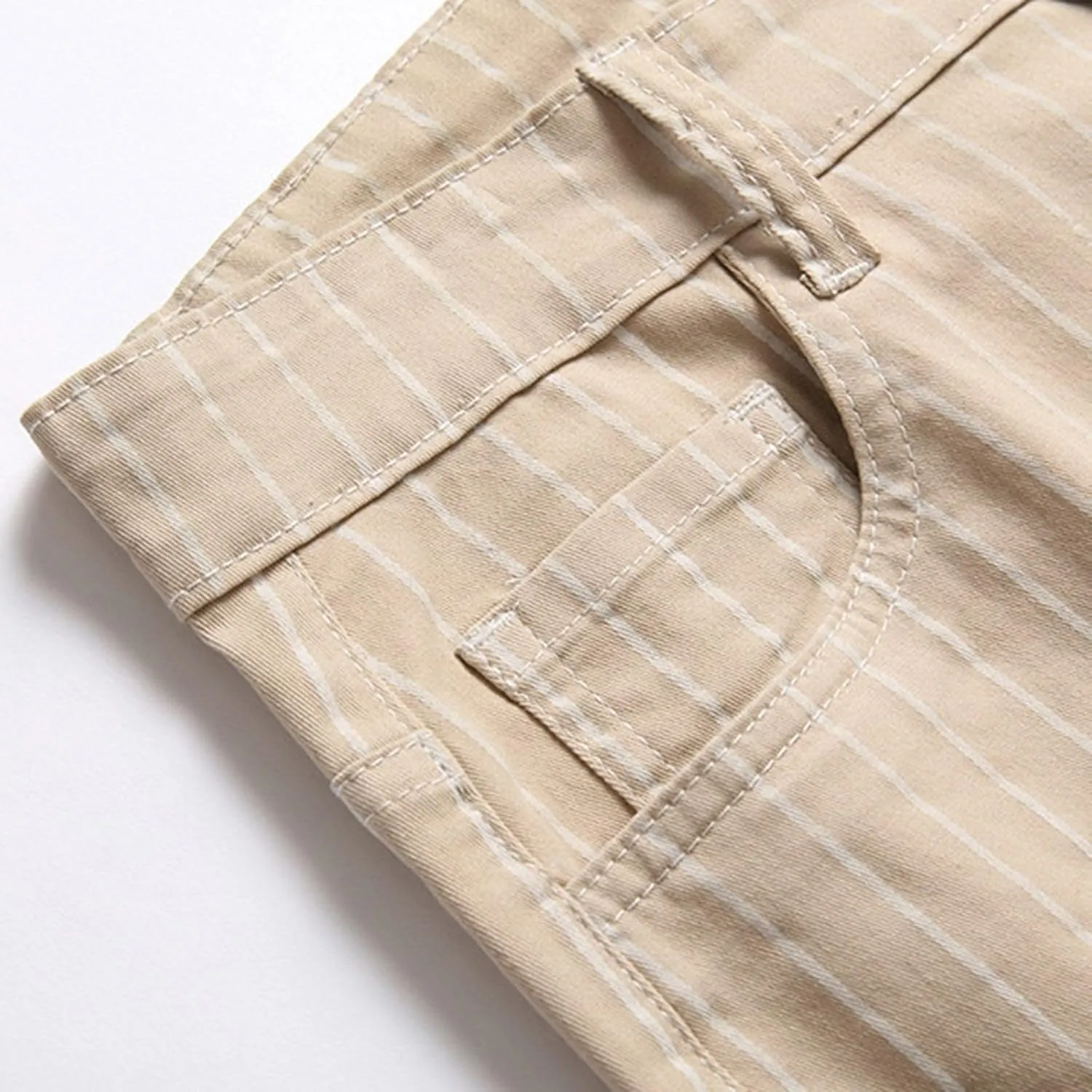 Men's Casual Slim Fit Dress Pants Chinos Plaid Striped Printed Flat-Front Skinny Business Stretch Pencil Pants Pockets