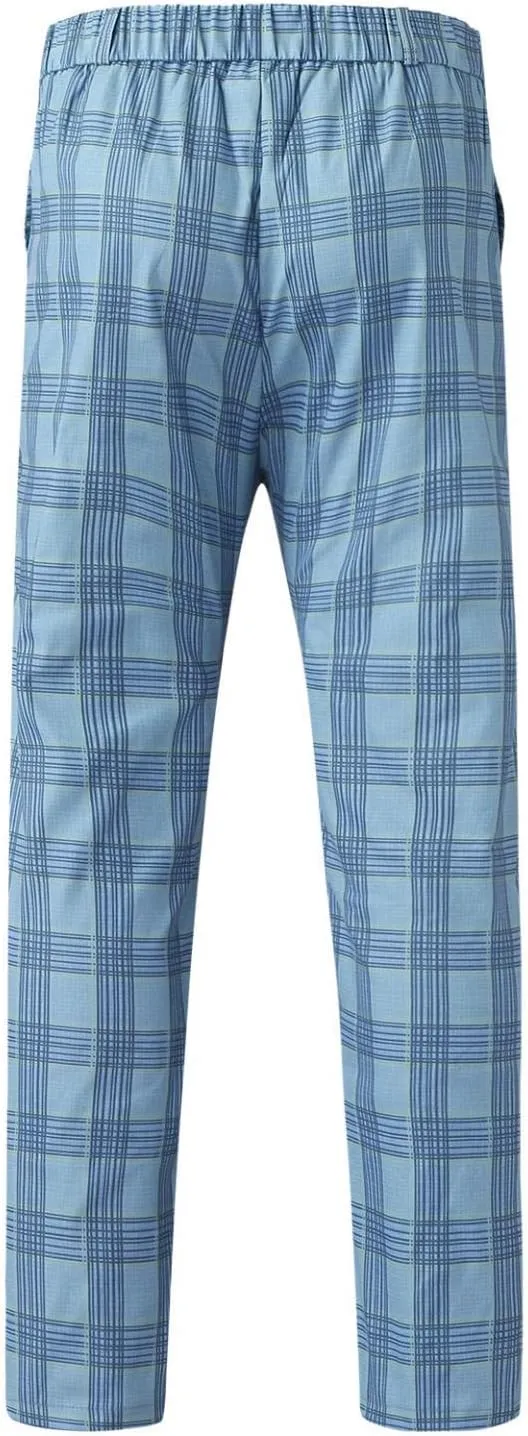 Men's Striped Dress Pants Slim Fit Stretch Checks Pattern Chino Business Trousers Plaid Slant Pocket Tapered Pants S-3XL