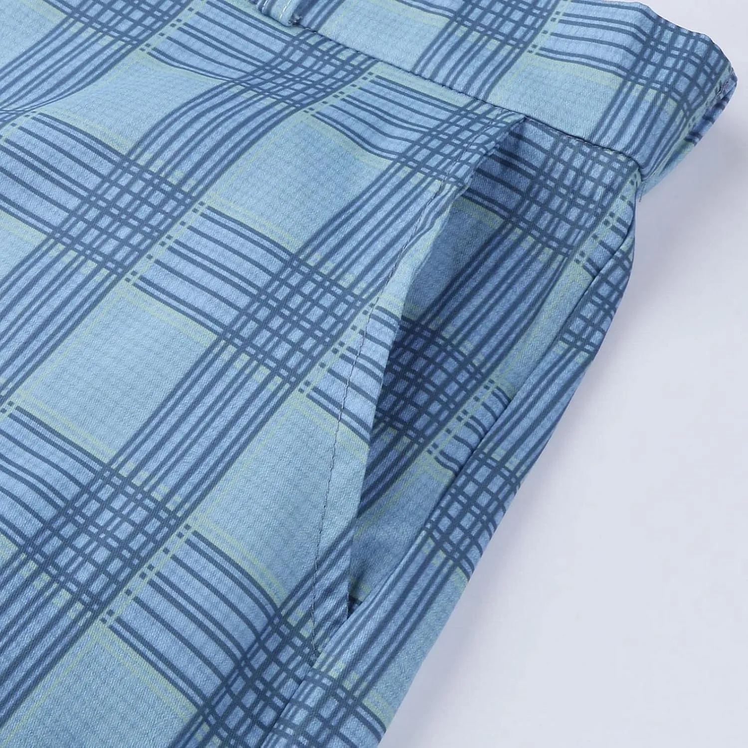 Men's Striped Dress Pants Slim Fit Stretch Checks Pattern Chino Business Trousers Plaid Slant Pocket Tapered Pants S-3XL