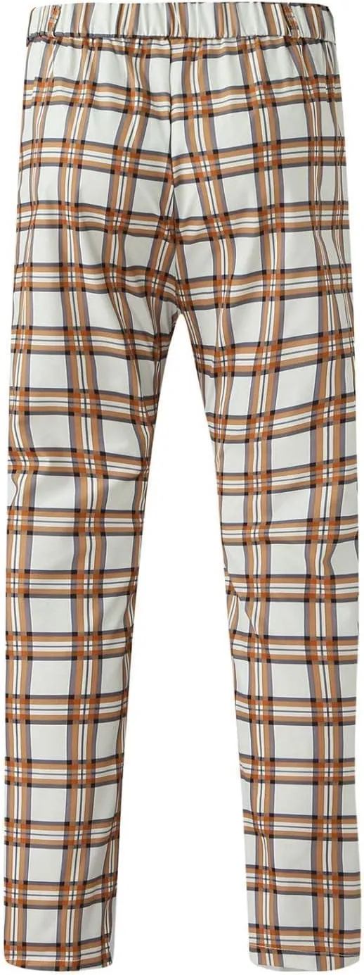 Men's Striped Dress Pants Slim Fit Stretch Checks Pattern Chino Business Trousers Plaid Slant Pocket Tapered Pants S-3XL