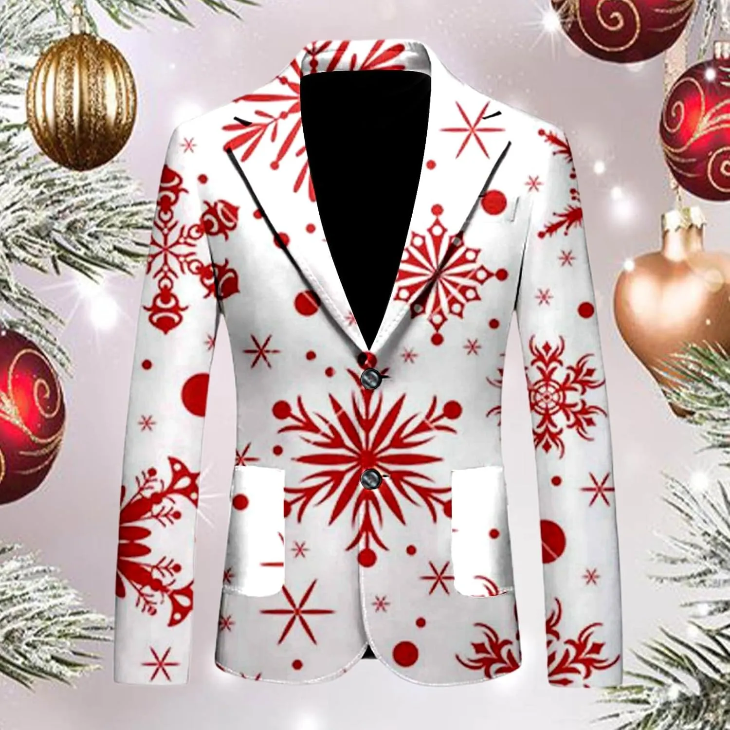 Mens Ugly Christmas Blazer Coats Lapel Party Jacket Xmas Tuxedo Jacket for Prom Wedding