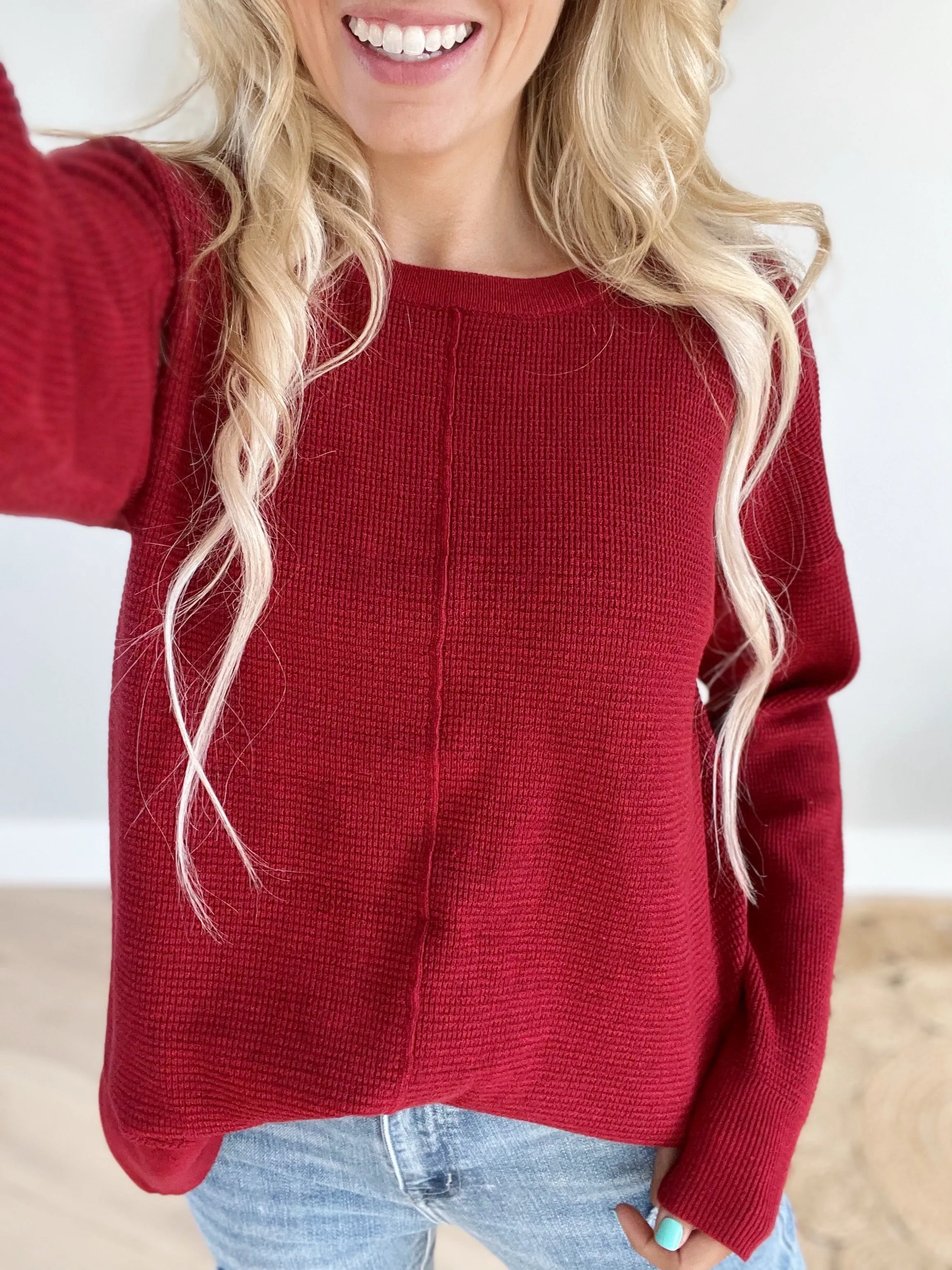 Mess Maker Sweater in Brick Red
