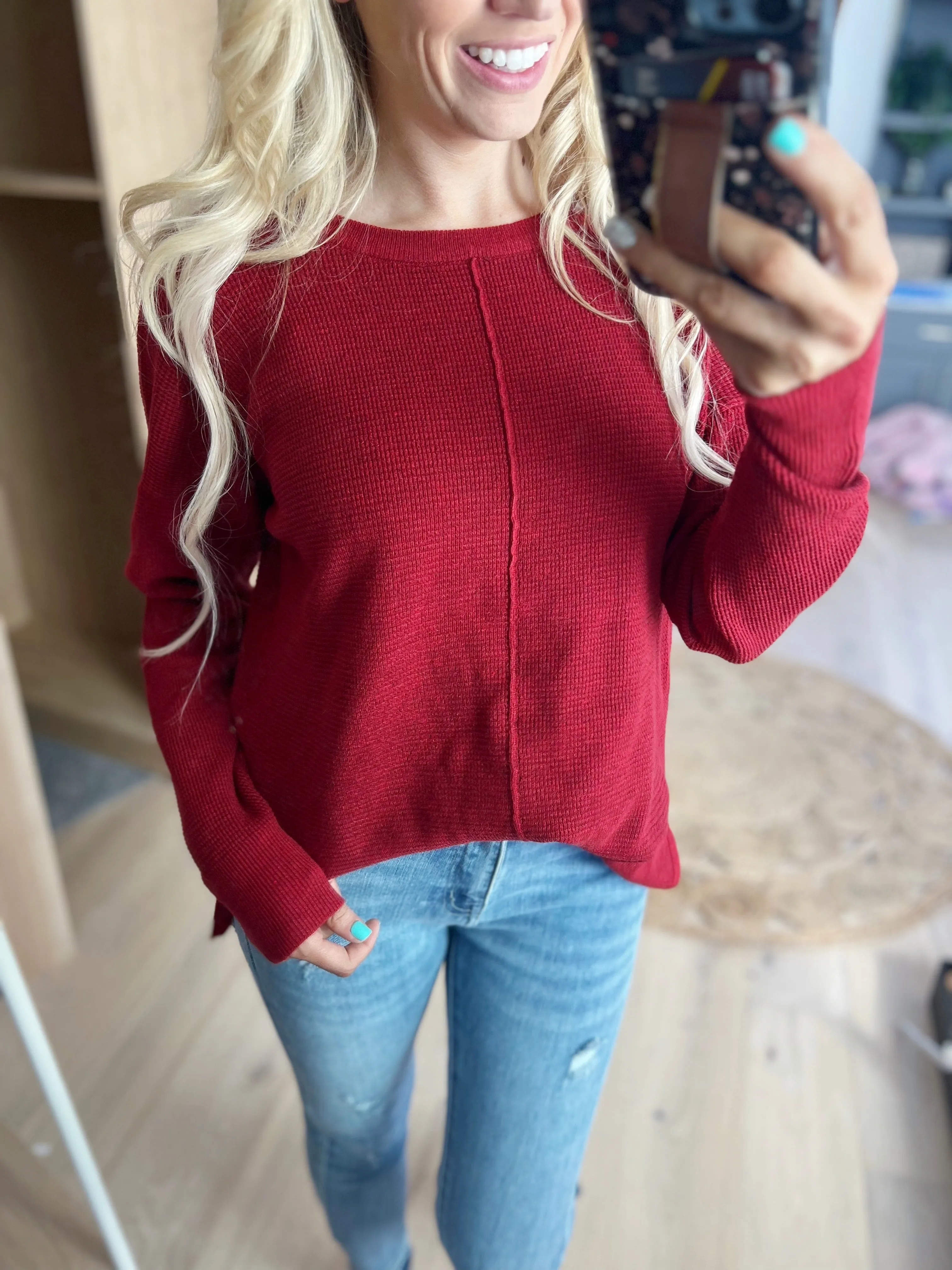 Mess Maker Sweater in Brick Red
