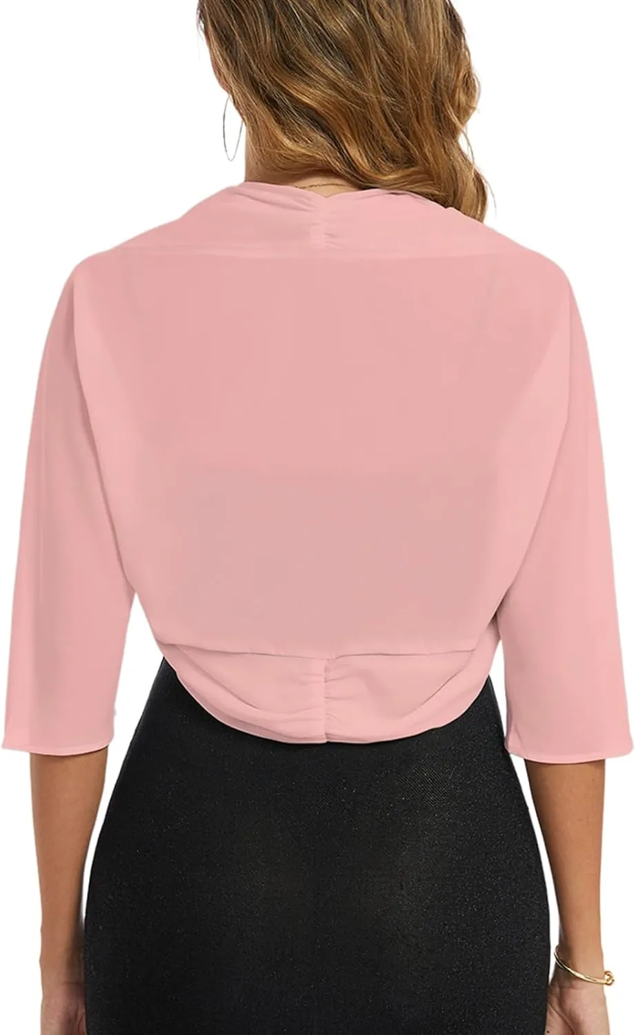 MINTLIMIT Women's Chiffon Batwing 3/4 Sleeve Open Front Shrug Bolero Cardigan Elegant Cropped Cardigans for Evening Dress