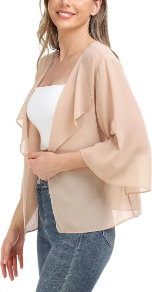 MISS MOLY Women Summer Bolero Shrug Cardigans Chiffon Loose Kimono Lightweight Shawl Cape Cover Ups