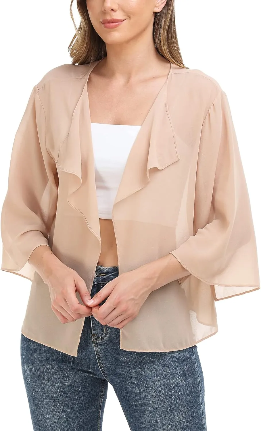 MISS MOLY Women Summer Bolero Shrug Cardigans Chiffon Loose Kimono Lightweight Shawl Cape Cover Ups