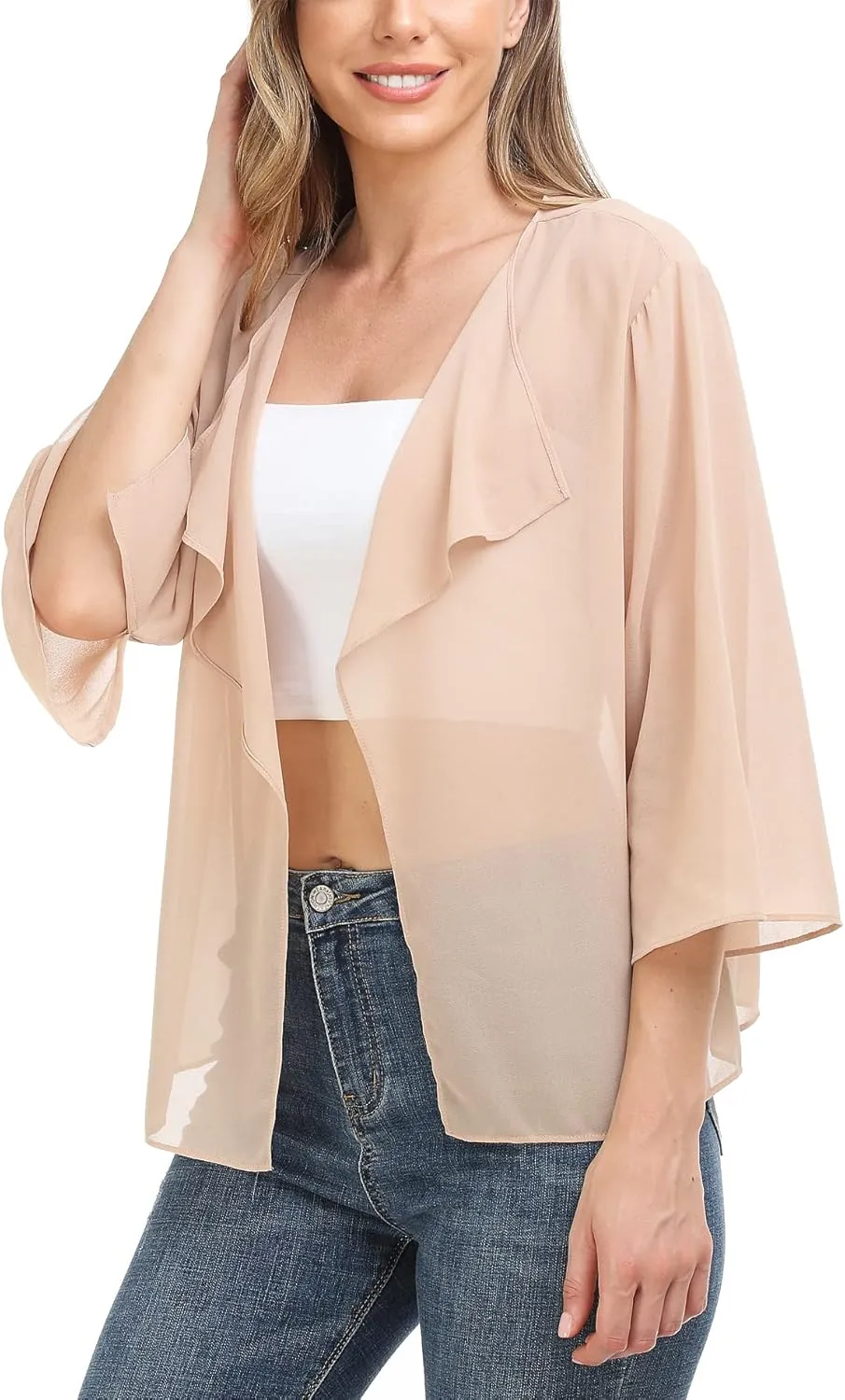 MISS MOLY Women Summer Bolero Shrug Cardigans Chiffon Loose Kimono Lightweight Shawl Cape Cover Ups