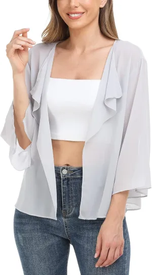MISS MOLY Women Summer Bolero Shrug Cardigans Chiffon Loose Kimono Lightweight Shawl Cape Cover Ups