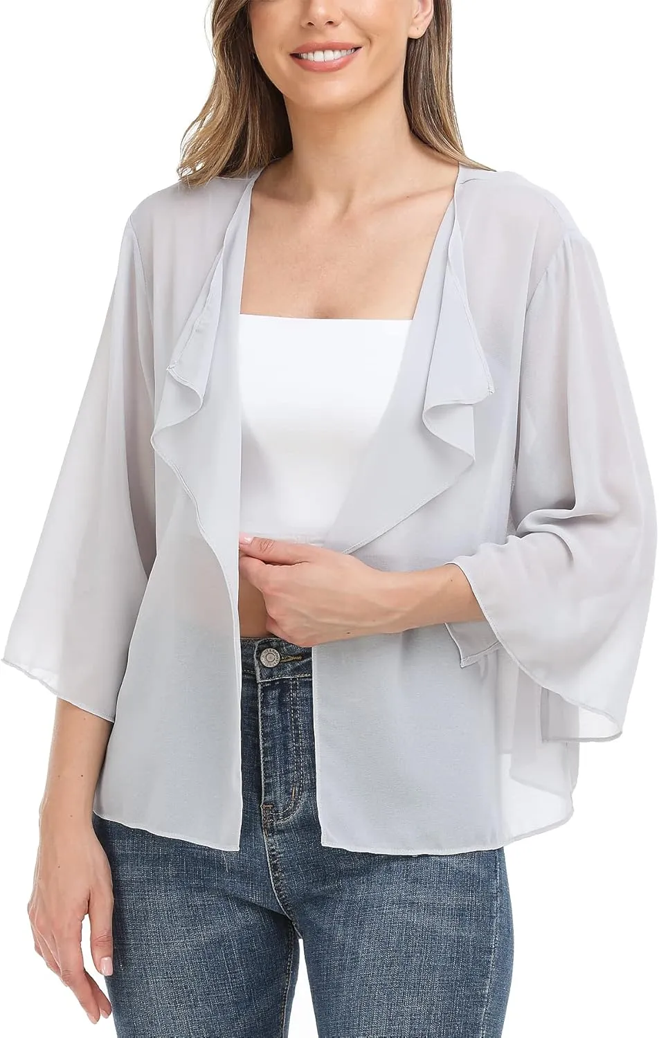 MISS MOLY Women Summer Bolero Shrug Cardigans Chiffon Loose Kimono Lightweight Shawl Cape Cover Ups