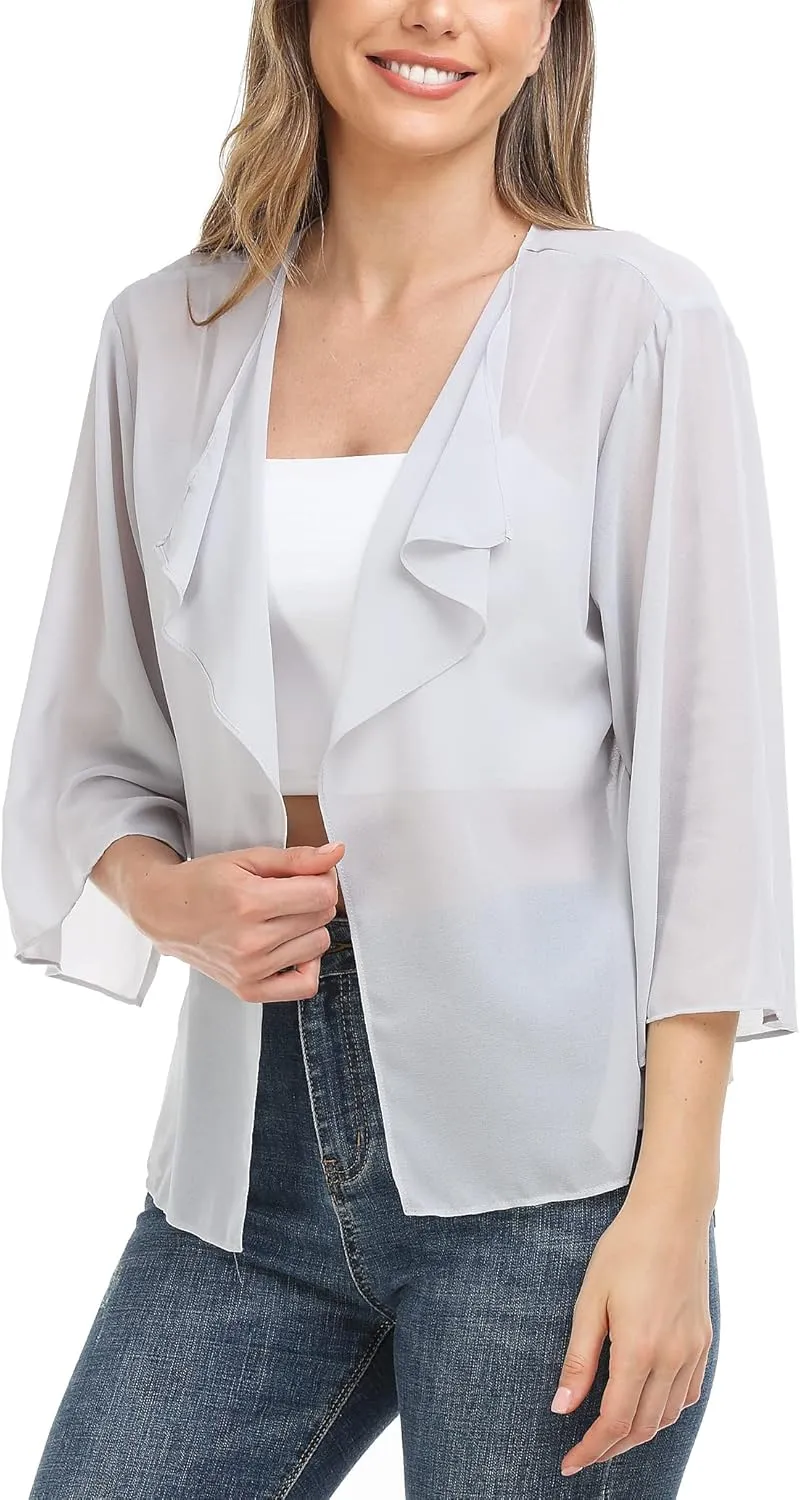 MISS MOLY Women Summer Bolero Shrug Cardigans Chiffon Loose Kimono Lightweight Shawl Cape Cover Ups