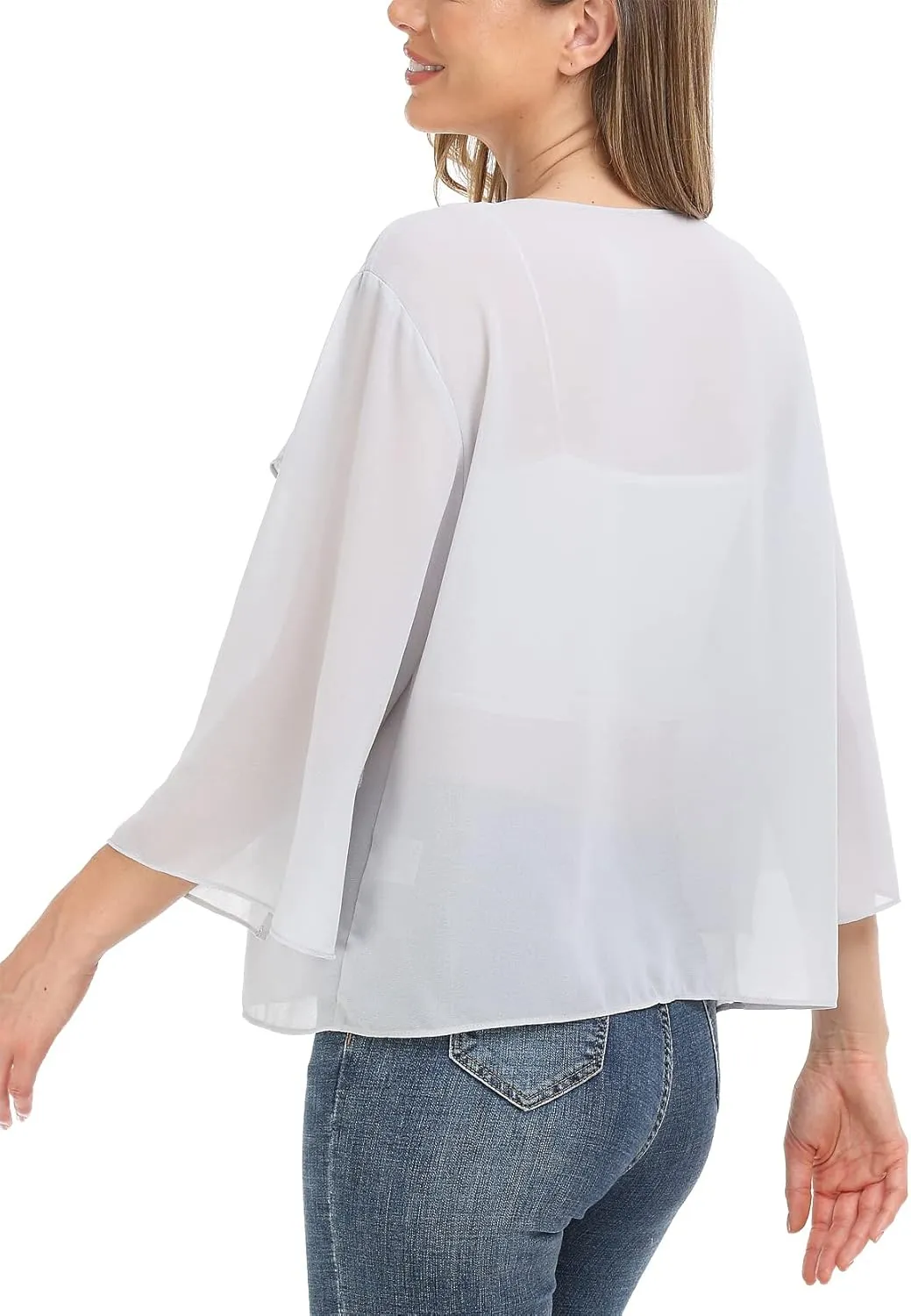 MISS MOLY Women Summer Bolero Shrug Cardigans Chiffon Loose Kimono Lightweight Shawl Cape Cover Ups