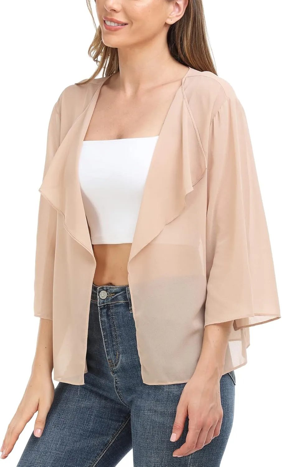 MISS MOLY Women Summer Bolero Shrug Cardigans Chiffon Loose Kimono Lightweight Shawl Cape Cover Ups