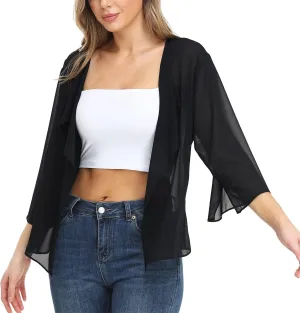 MISS MOLY Women Summer Bolero Shrug Cardigans Chiffon Loose Kimono Lightweight Shawl Cape Cover Ups