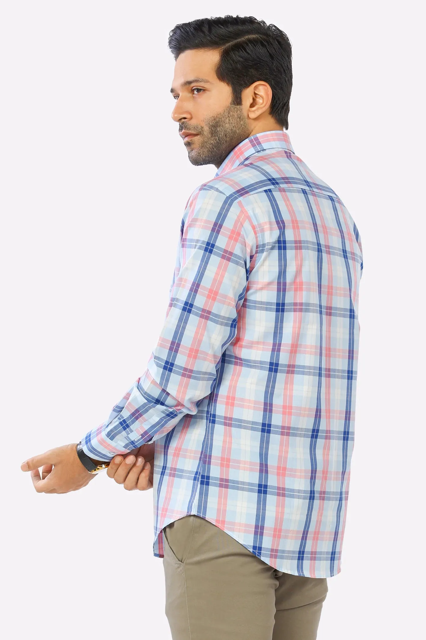 Multicolor Windowpane Check Casual Shirt