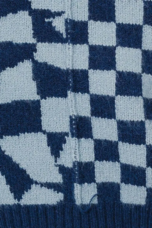 Navy Checkered Sweater