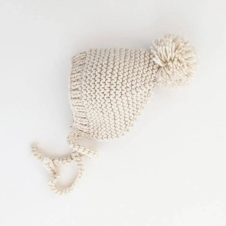 New Babes Natural Garter Stitch Knit Bonnet Baby & Kids