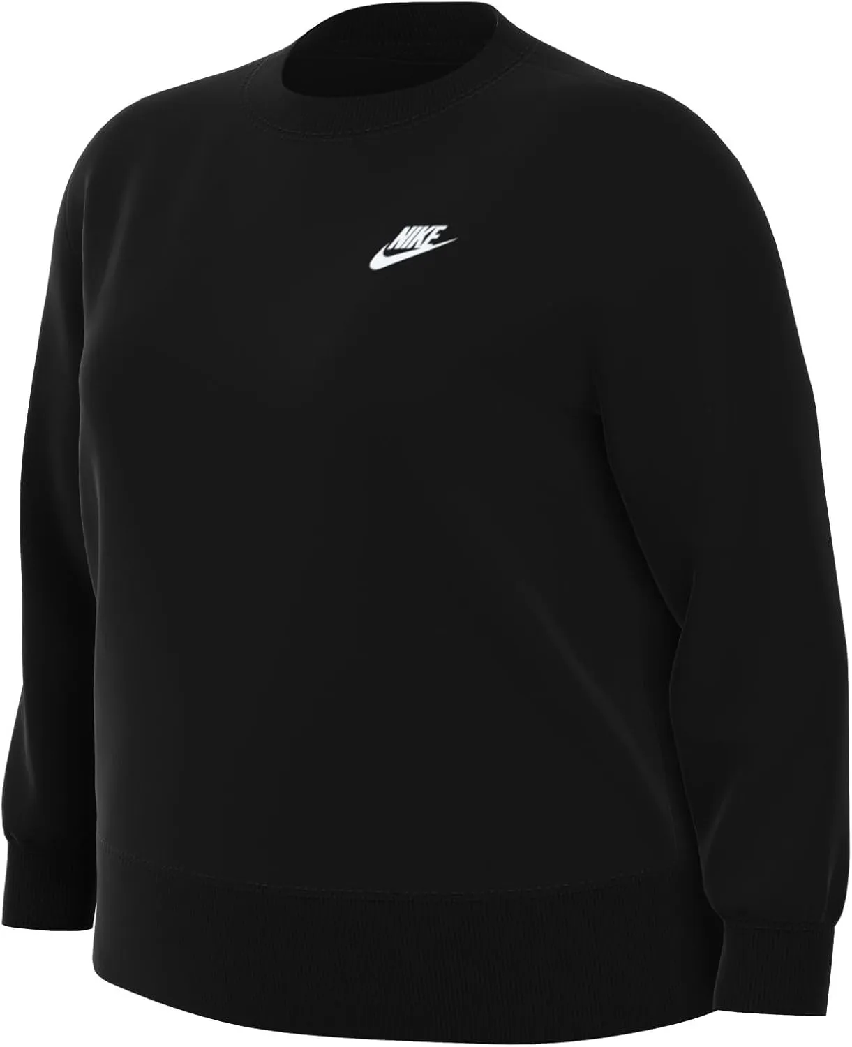 Nike Sportswear Club Fleece Women's Crew-Neck Sweatshirt (Plus Size), Size 2X Black/White