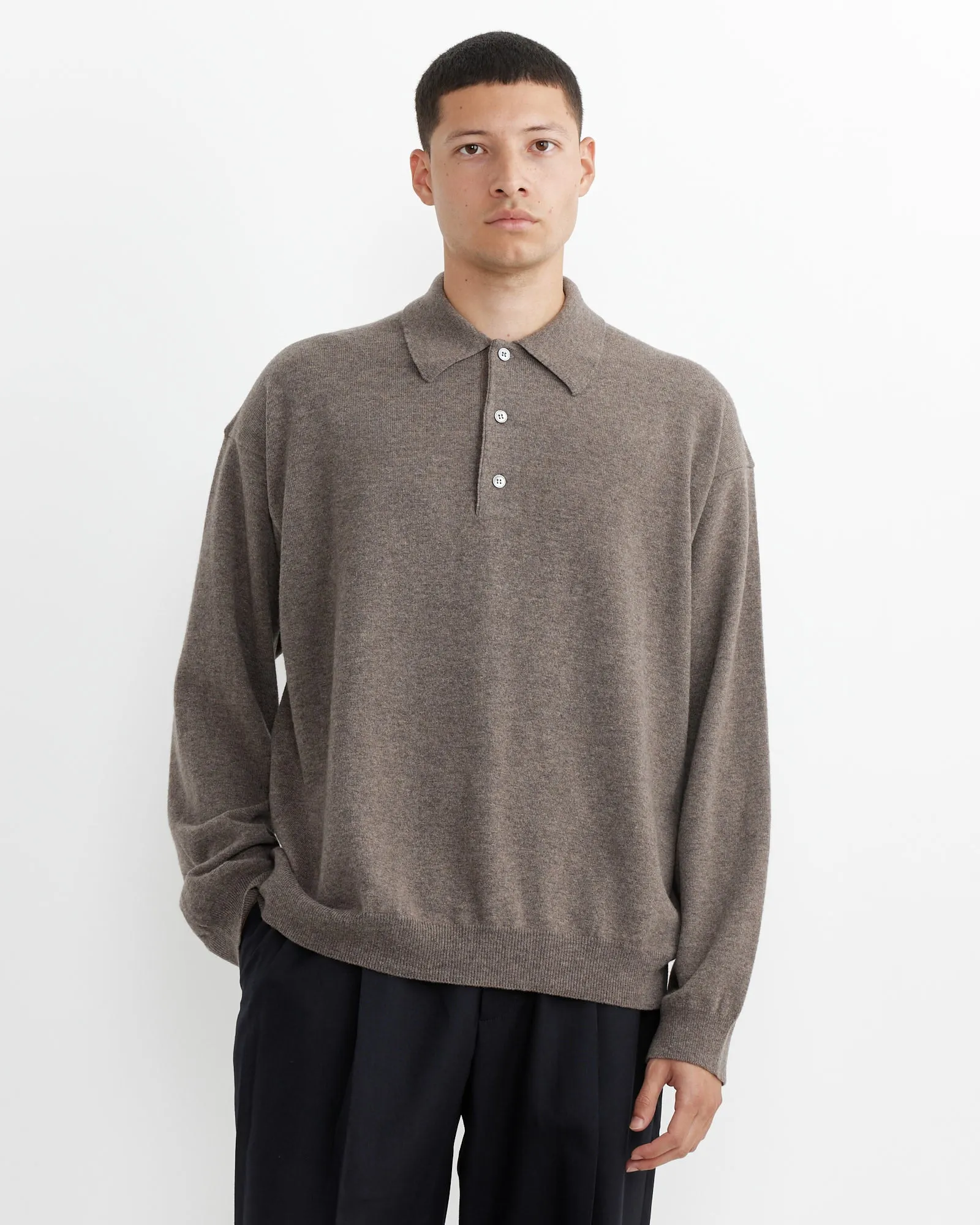 Noe Polo in Stone Melange