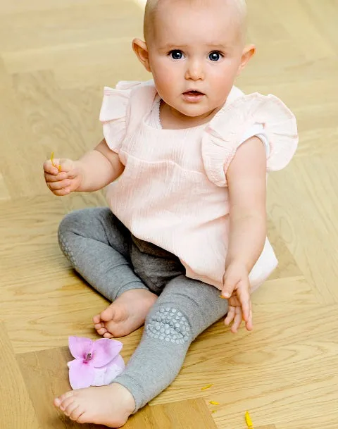 Non-slip crawling leggings with grip for babies and toddlers - Grey Melange