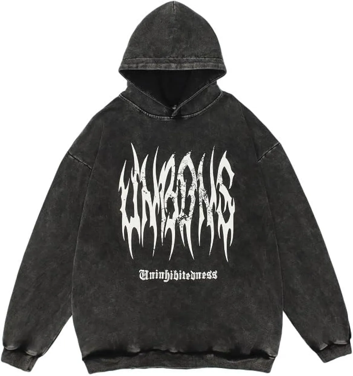 Obenie Retro Y2K Hoodie Gothic Casual Alphabet Blast Print Pattern Skull Fashion Hoodie Men Harajuku Men Clothing