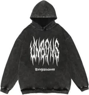 Obenie Retro Y2K Hoodie Gothic Casual Alphabet Blast Print Pattern Skull Fashion Hoodie Men Harajuku Men Clothing