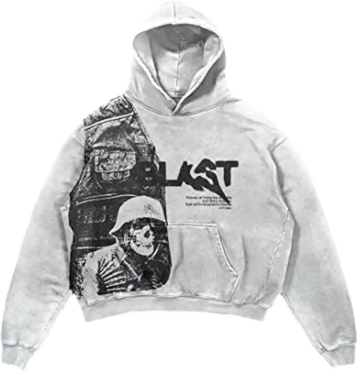 Obenie Retro Y2K Hoodie Gothic Casual Alphabet Blast Print Pattern Skull Fashion Hoodie Men Harajuku Men Clothing