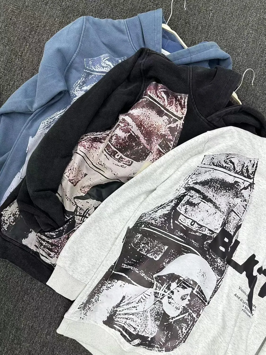 Obenie Retro Y2K Hoodie Gothic Casual Alphabet Blast Print Pattern Skull Fashion Hoodie Men Harajuku Men Clothing