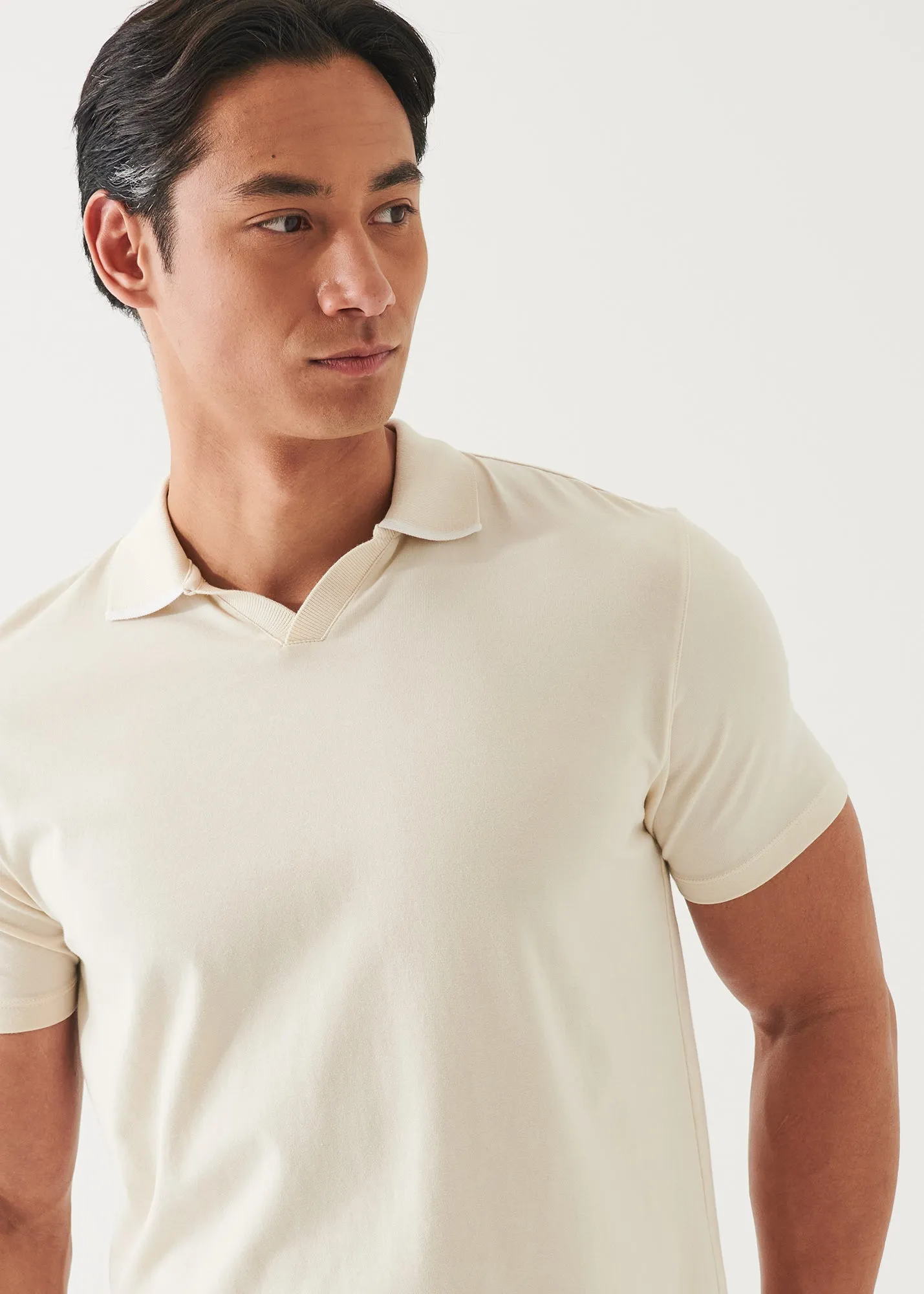 PIMA COTTON STRETCH TIPPED OPEN POLO