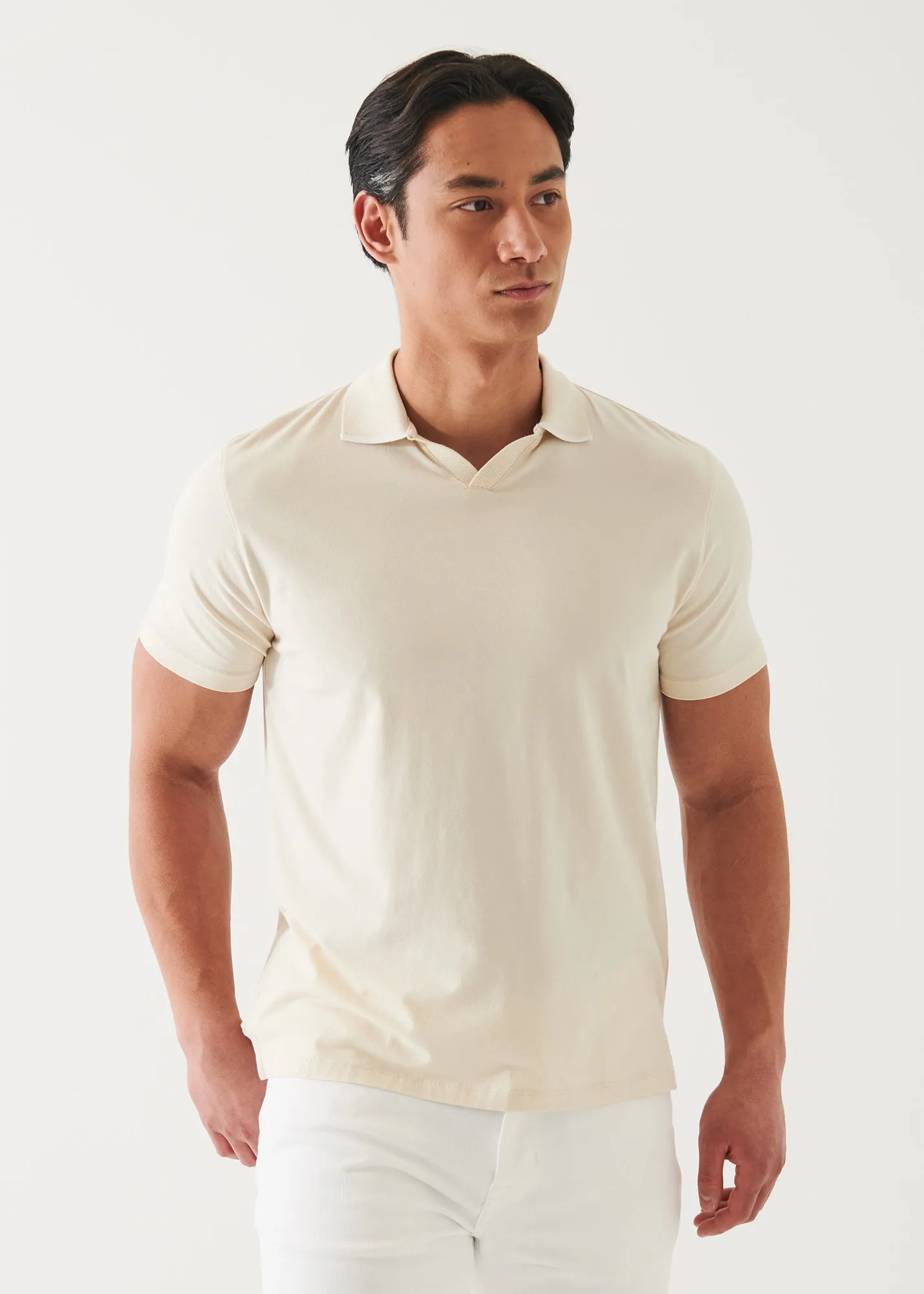 PIMA COTTON STRETCH TIPPED OPEN POLO