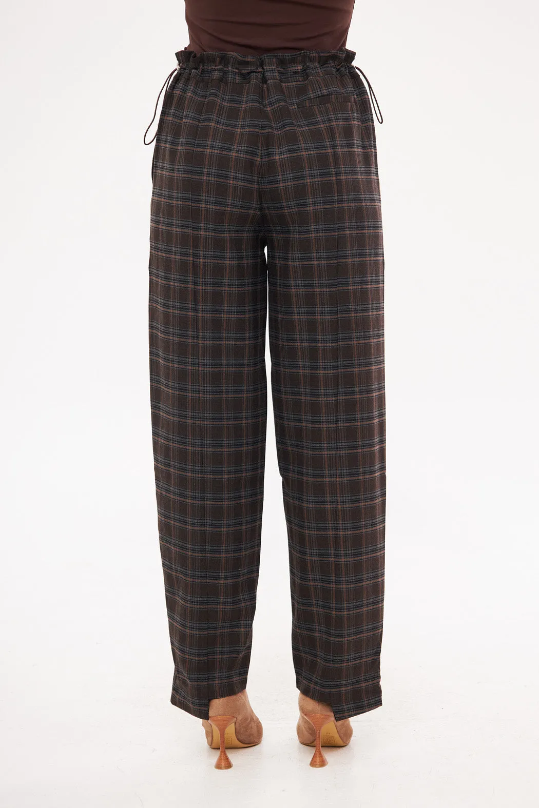 Plaid Straight-Leg Trousers