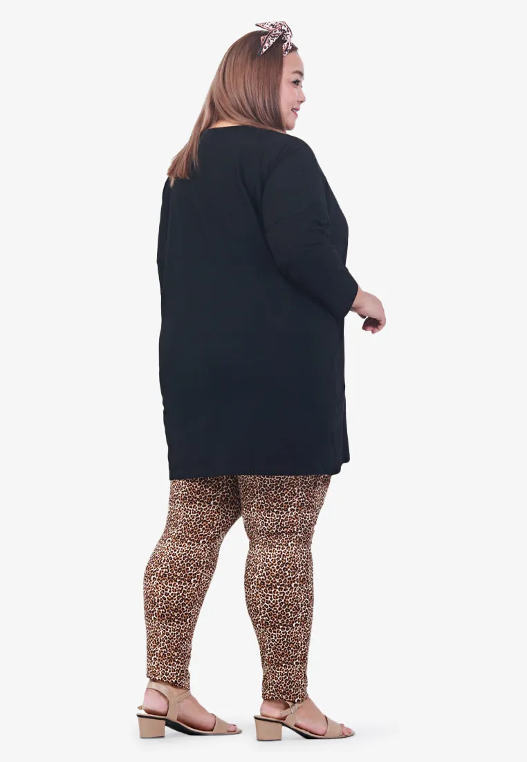 Poetri Black Printed Pocket Tee - Small Leopard