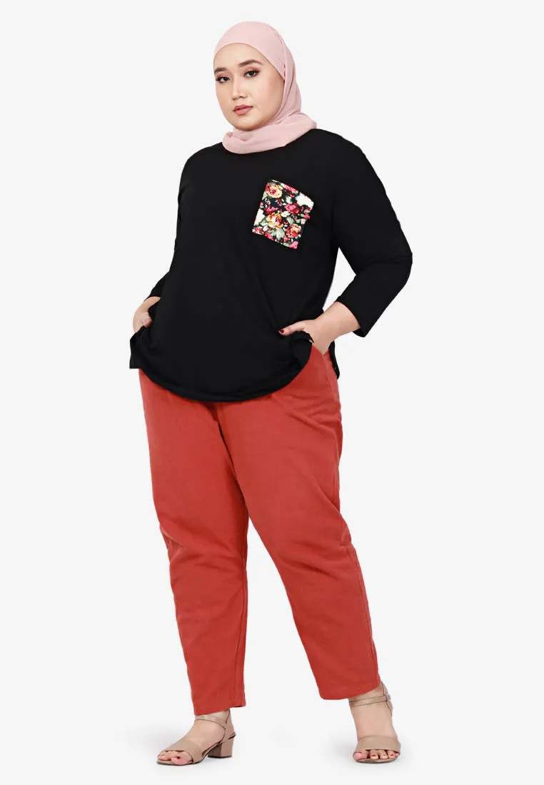 Poetri Black Printed Pocket Tee - Small Leopard