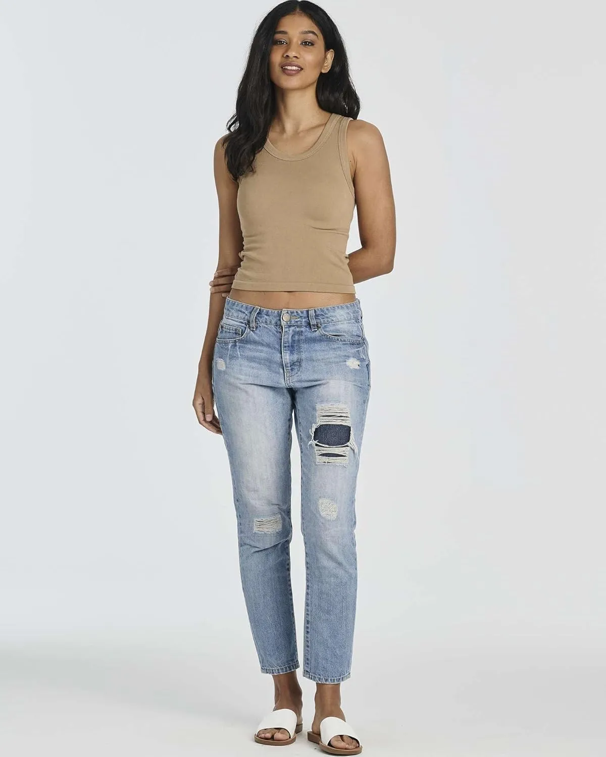 Real Essentials 5 Pack: Women's Seamless Ribbed Sleeveless Cropped Scoop Neck Tank Top - Casual Crop Top