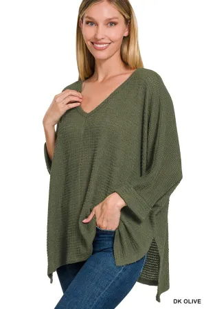 Relaxing In Style Dark Olive 3/4 Sleeve Top (Size L/XL)