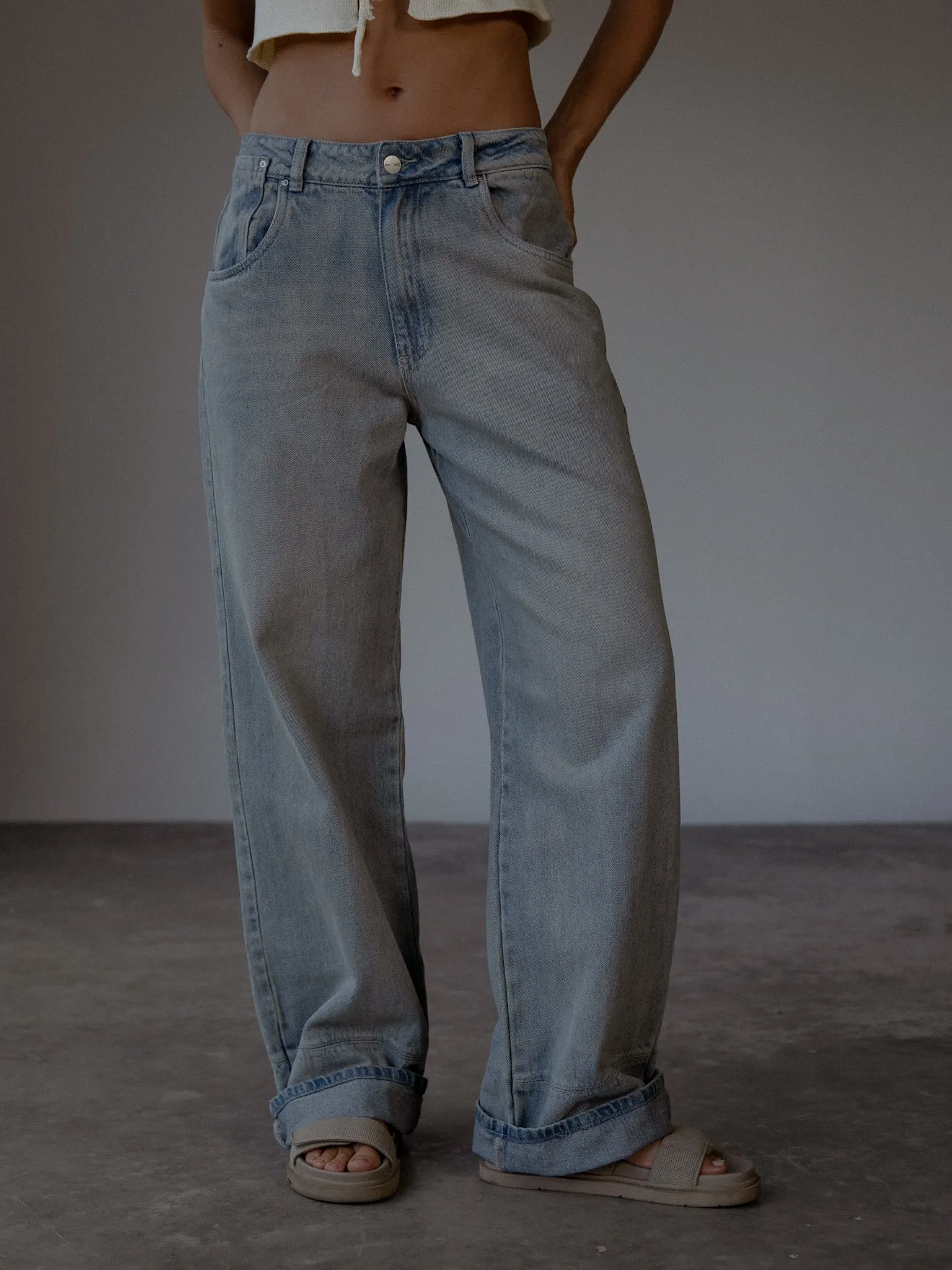 RENEW WIDE LEG JEAN - DIRTY ICE BLUE